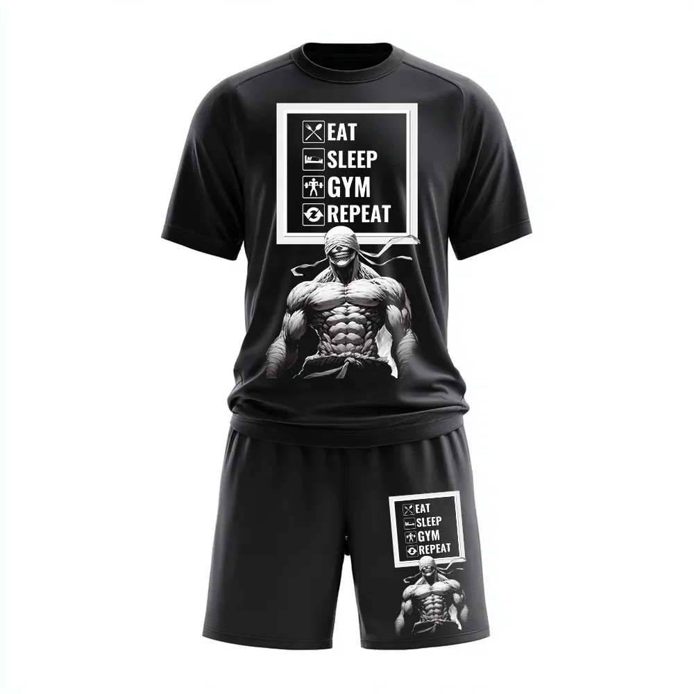 Oddychający zestaw sportowy Eat Sleep Skull