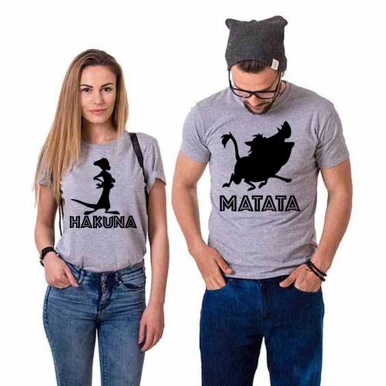 Koszulki dla par Hakuna Matata Szary