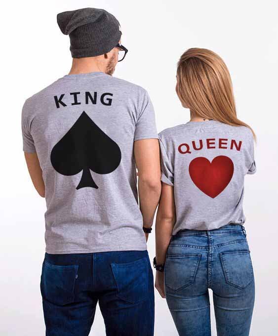 Koszulki dla par King Queen Szary