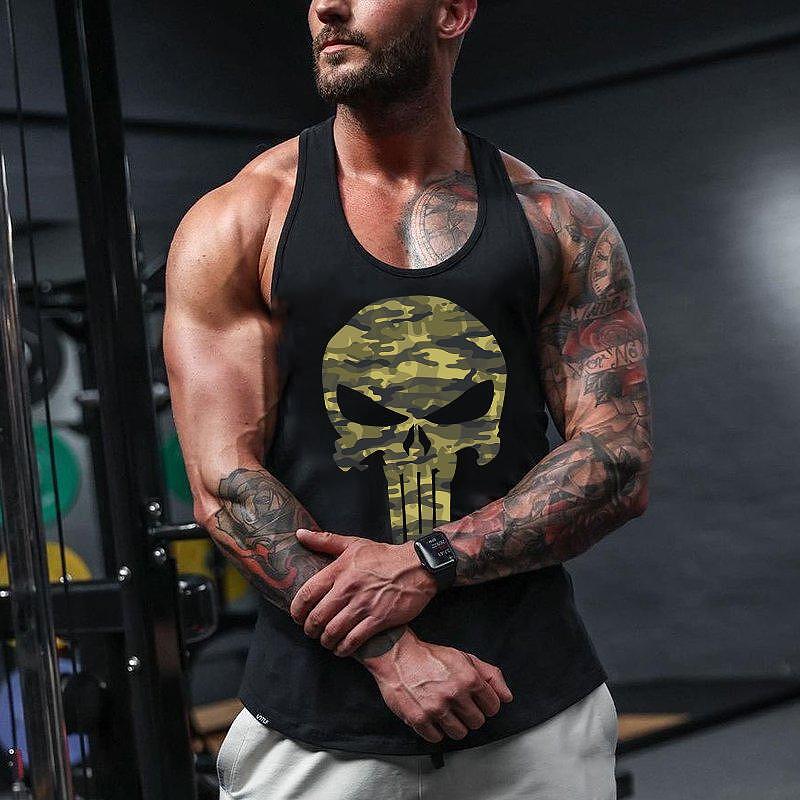 Fitness Podkoszulek Millitary Skull