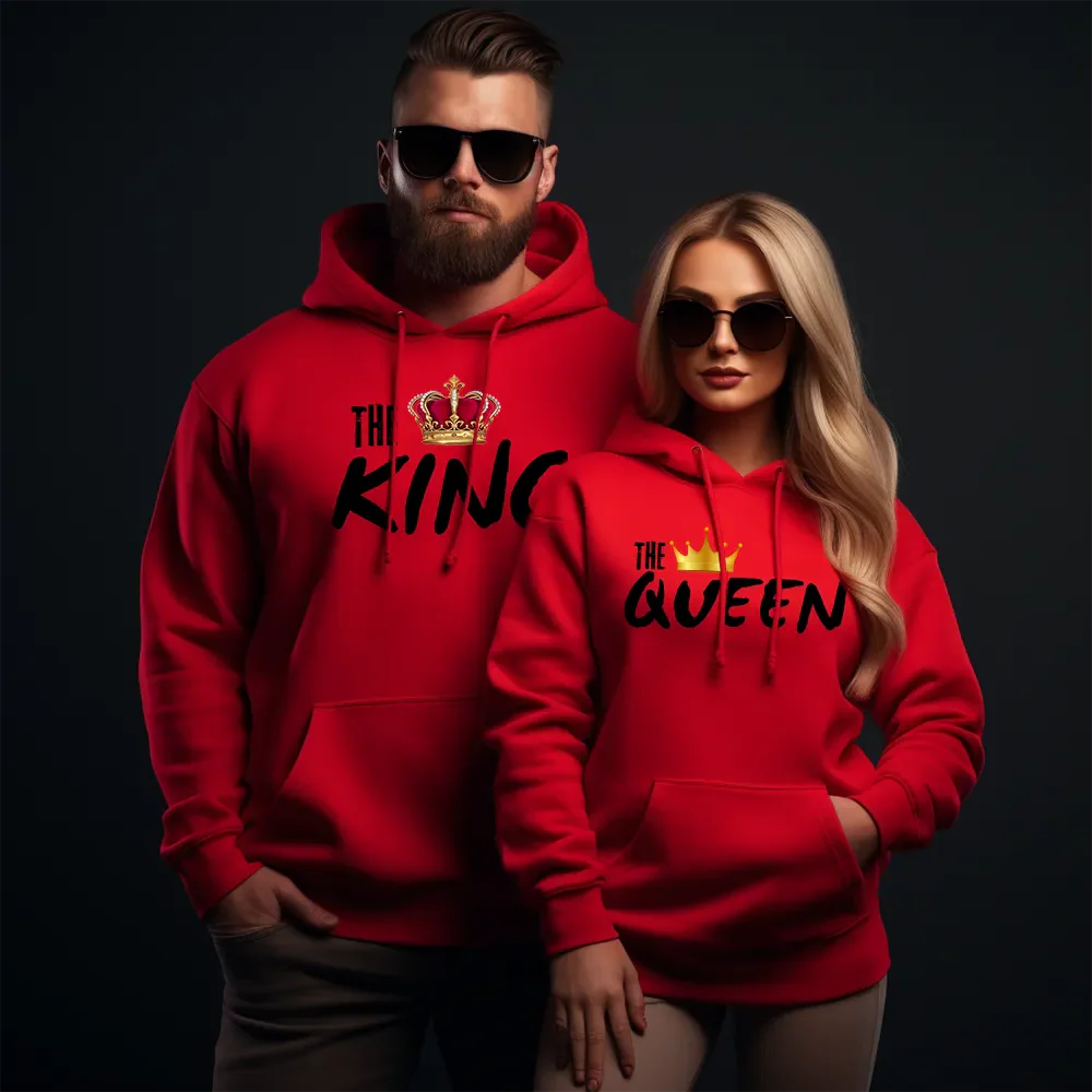 Unisex Bluzy dla par The King and The Queen Red