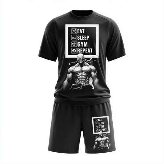 Oddychający zestaw sportowy Eat Sleep Skull