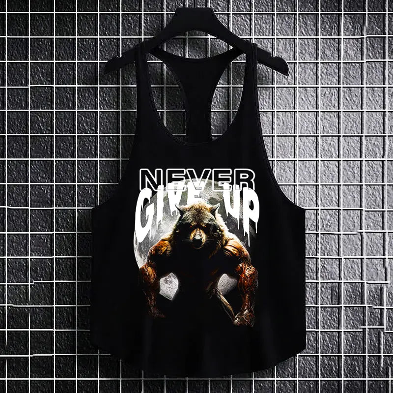 Bodybuilding tank topy Never Give Up Wolf
