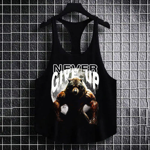 Bodybuilding tank topy Never Give Up Wolf