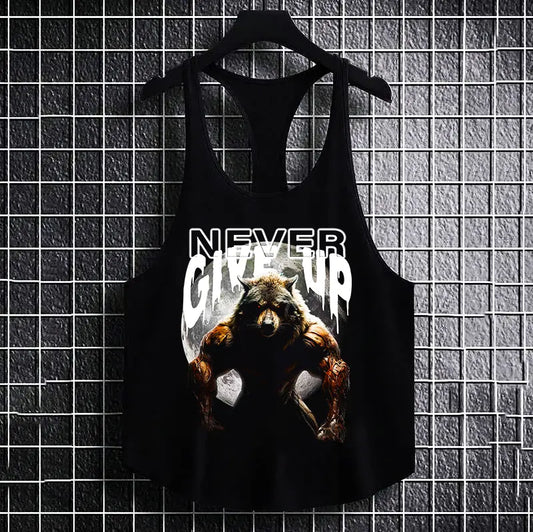 Bodybuilding tank topy Never Give Up Wolf