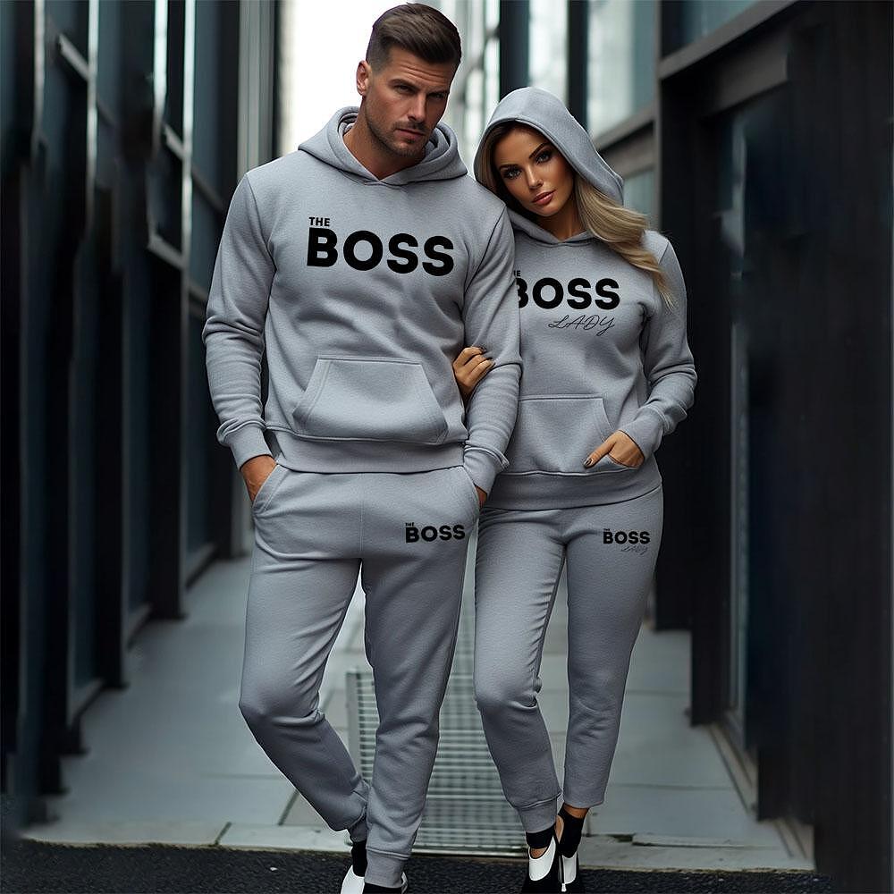 Bluzy + Spodnie dla par The boss / The Boss Lady Szary