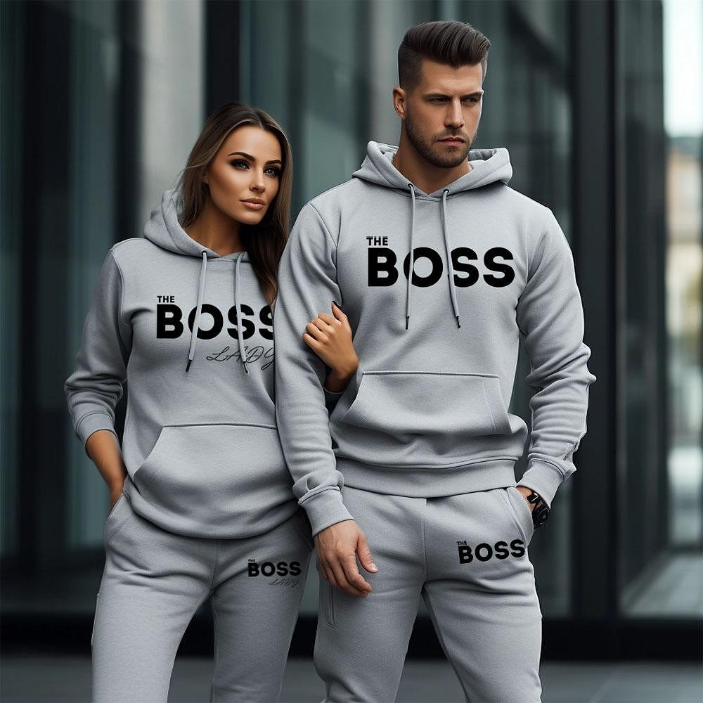 Bluzy + Spodnie dla par The boss / The Boss Lady Szary