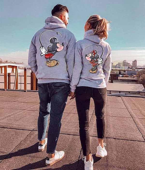 Bluzy dla par Mickey i Minnie Kiss Szare