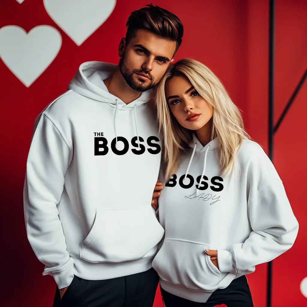 Unisex Bluza dla par The Boss biała