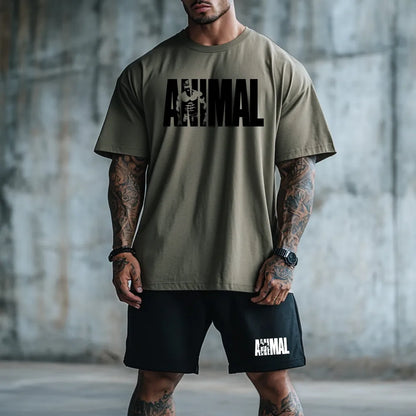 Premium Oversized Ekipunek krótki Animal kha