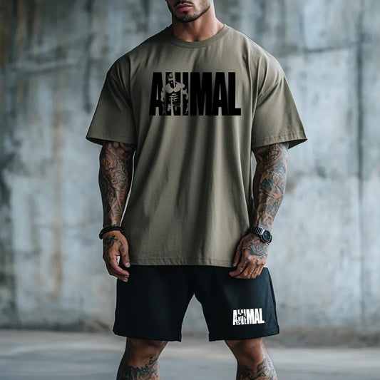 Premium Oversized Ekipunek krótki Animal kha