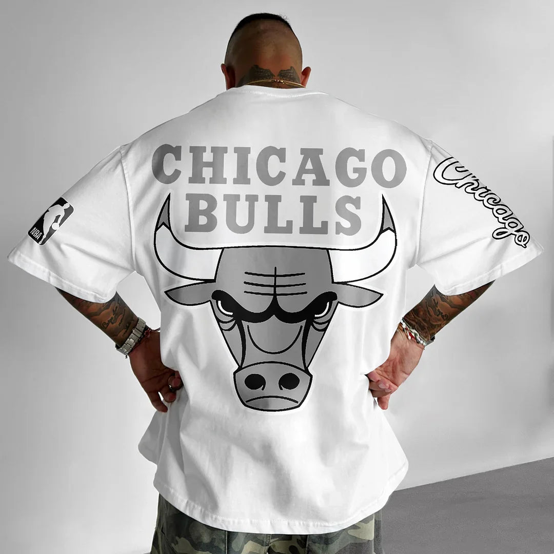 Unisexowy T-shirt Oversize Bulls bl\wh