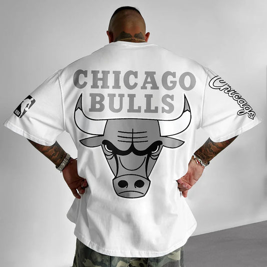 Unisexowy T-shirt Oversize Bulls bl\wh