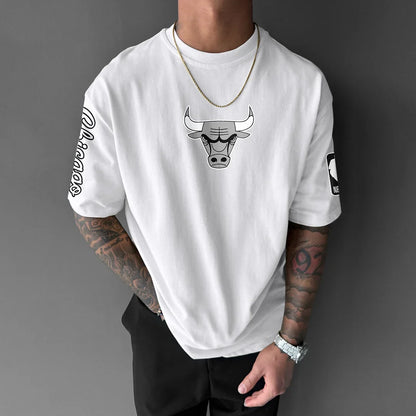 Unisexowy T-shirt Oversize Bulls bl\wh