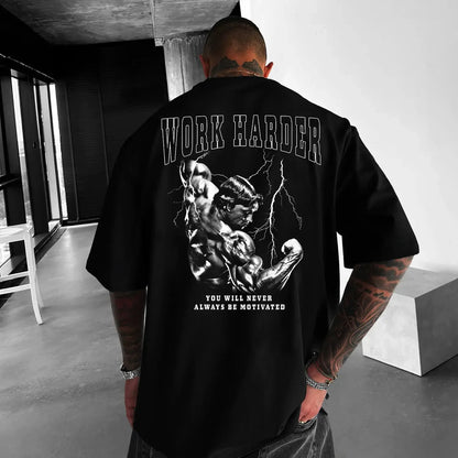 Koszulka Unisex Oversized Work Harder Arnold