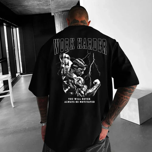 Koszulka Unisex Oversized Work Harder Arnold