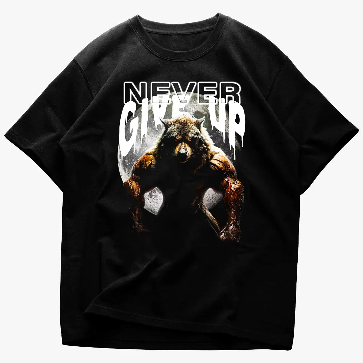 Koszulka Unisex Oversized Never Give Up Wolf