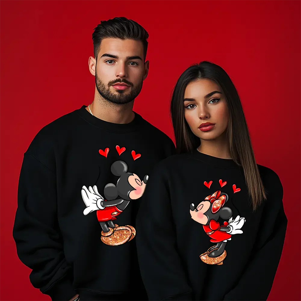 Unisex bluzy dla par Mickey / Minnie Hearts