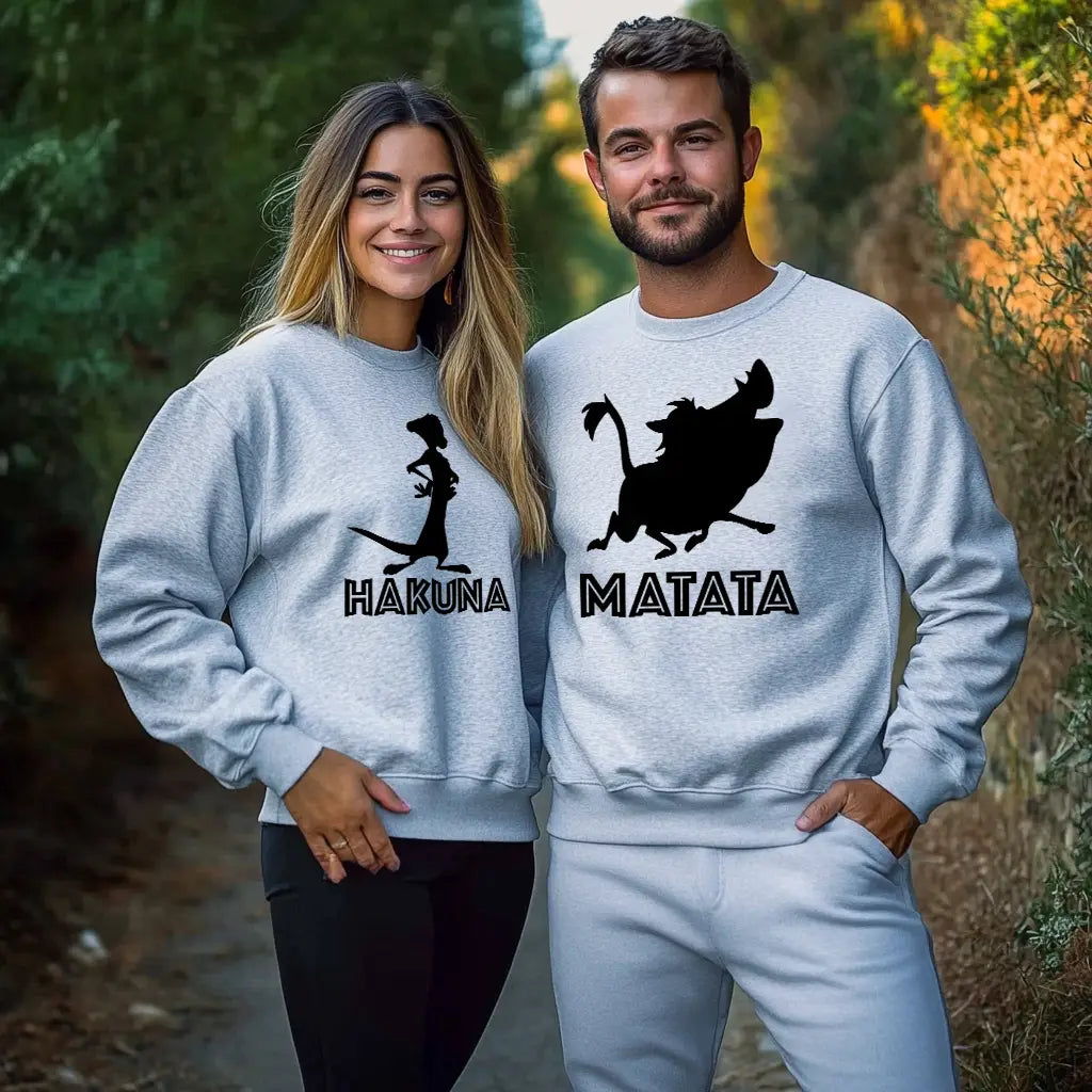 Unisex bluzy dla par Hakuna Matata