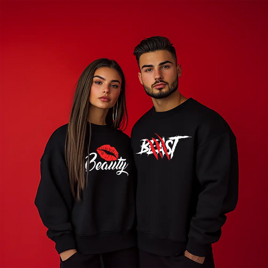 Unisex bluzy dla par Beast and Beauty