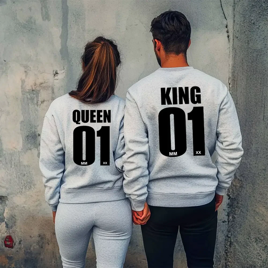 Unisex bluzy dla par King Queen 01