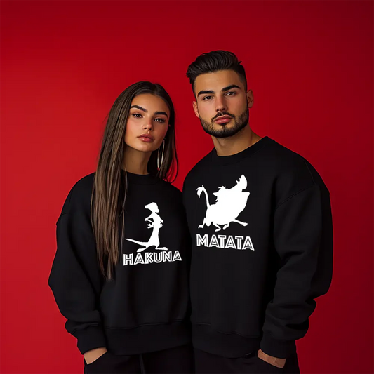 Unisex bluzy dla par Hakuna Matata
