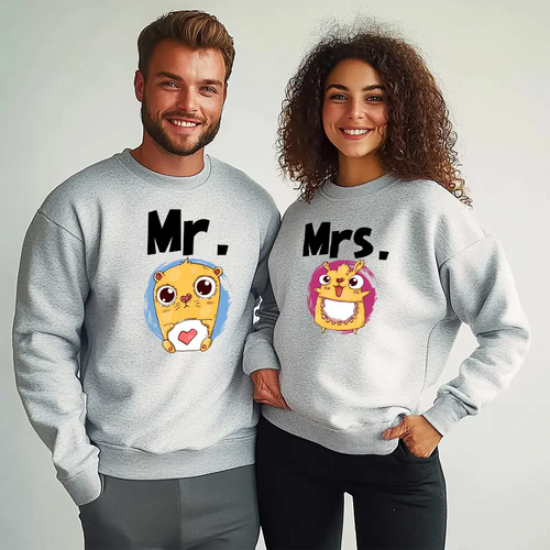 Unisex bluzy dla par Mr. Mrs. M