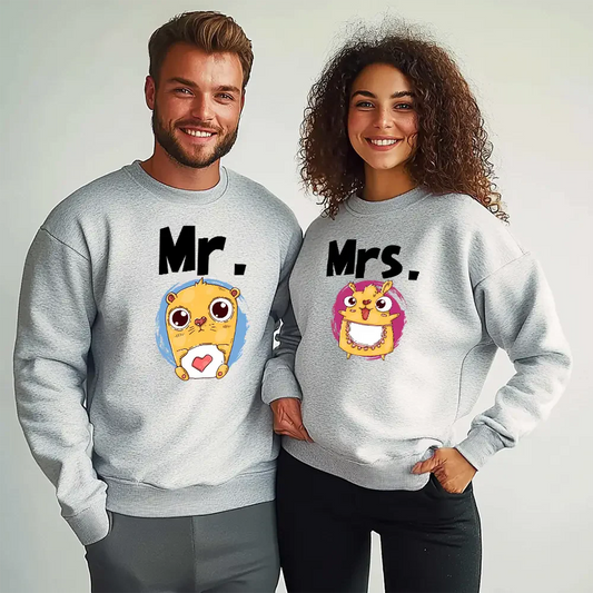 Unisex bluzy dla par Mr. Mrs. M
