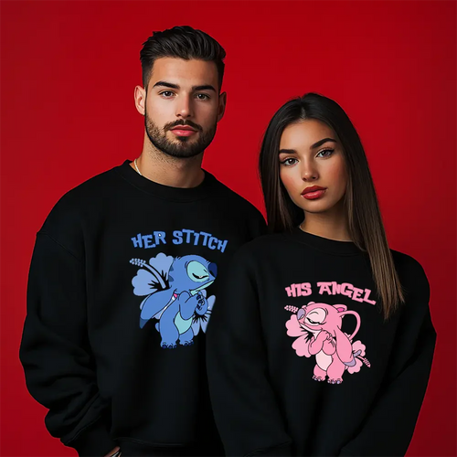 Unisex bluzy dla par Stitch Angel