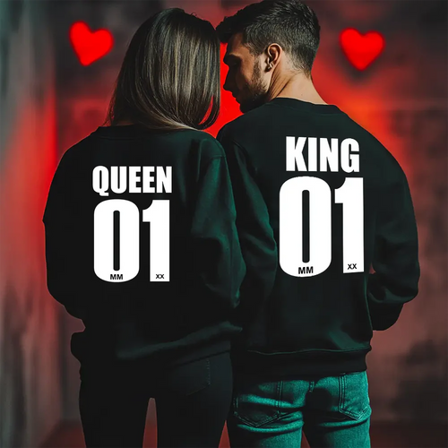 Unisex bluzy dla par King Queen 01