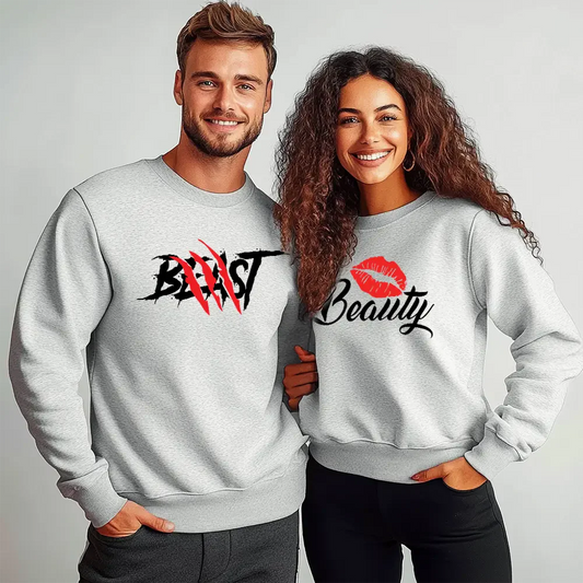 Unisex bluzy dla par Beast Beauty