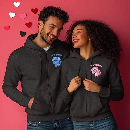 Unisex bluzy dla par Stitch ciemnoszary