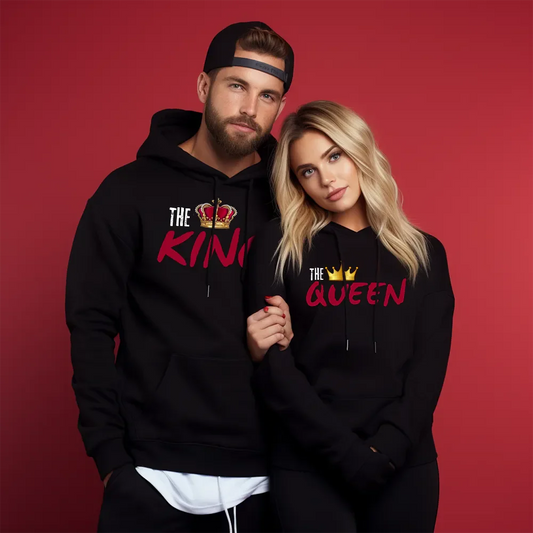 Unisexowe bluzy dla par The King and The Queen Black